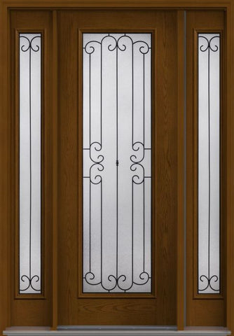 WDMA 58x96 Door (4ft10in by 8ft) Exterior Oak Riserva 8ft Full Lite W/ Stile Lines Fiberglass Door 2 Sides 1