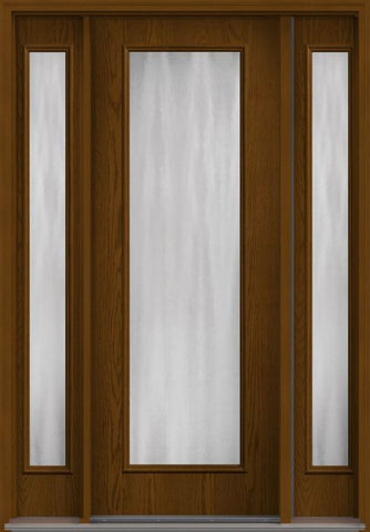 WDMA 58x96 Door (4ft10in by 8ft) Patio Oak Chinchilla 8ft Full Lite Flush Fiberglass Exterior Door 2 Sides 1