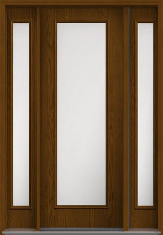 WDMA 58x96 Door (4ft10in by 8ft) Patio Oak Satin Etch 8ft Full Lite Flush Fiberglass Exterior Door 2 Sides 1