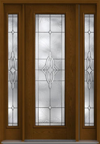 WDMA 58x96 Door (4ft10in by 8ft) Exterior Oak Wellesley 8ft Full Lite W/ Stile Lines Fiberglass Door 2 Sides 1