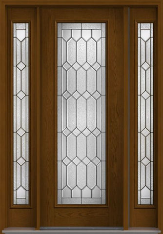 WDMA 58x96 Door (4ft10in by 8ft) Exterior Oak Crystalline 8ft Full Lite W/ Stile Lines Fiberglass Door 2 Sides 1