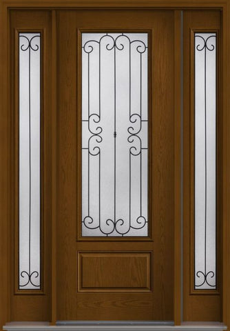 WDMA 58x96 Door (4ft10in by 8ft) Exterior Oak Riserva 8ft 3/4 Lite 1 Panel Fiberglass Door 2 Sides HVHZ Impact 1
