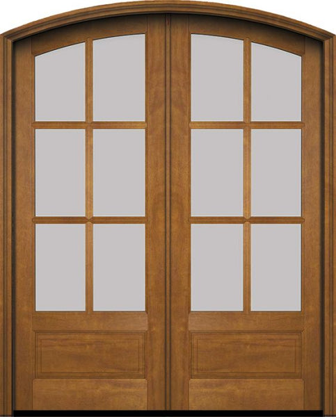 WDMA 60x78 Door (5ft by 6ft6in) Exterior Swing Mahogany 3/4 Arch 6 Lite Arch Top Double Entry Door 1