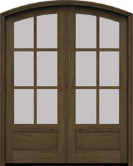 WDMA 60x78 Door (5ft by 6ft6in) Exterior Swing Mahogany 3/4 Arch 6 Lite Arch Top Double Entry Door 3