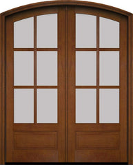WDMA 60x78 Door (5ft by 6ft6in) Exterior Swing Mahogany 3/4 Arch 6 Lite Arch Top Double Entry Door 4