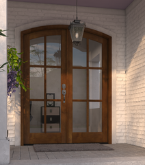 WDMA 60x78 Door (5ft by 6ft6in) Exterior Swing Mahogany Arch 6 Lite Arch Top Double Entry Door 5