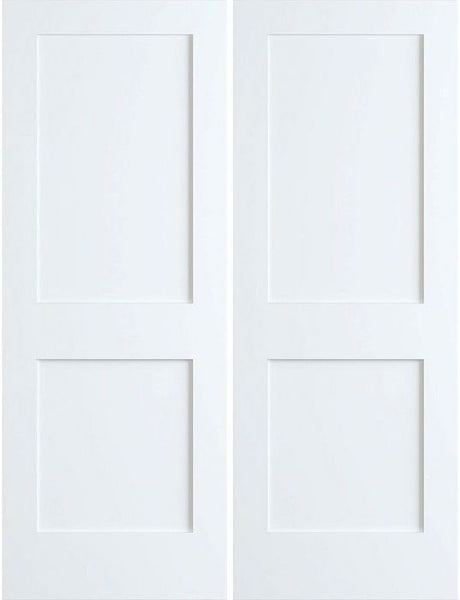 WDMA 60x80 Door (5ft by 6ft8in) Interior Barn Pine 80in Primed 2 Panel Shaker Double Door | 4102 1