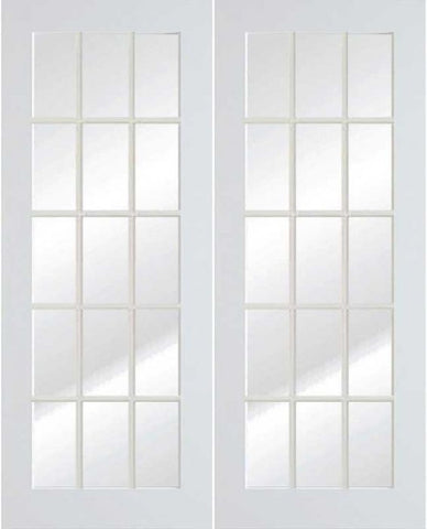 WDMA 60x80 Door (5ft by 6ft8in) French Swing Smooth 80in Primed 15 Lite Double Door Clear Glass 1