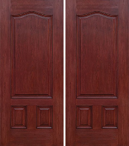 WDMA 60x80 Door (5ft by 6ft8in) Exterior Cherry Three Panel Double Entry Door 1