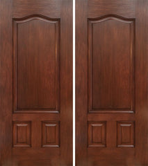 WDMA 60x80 Door (5ft by 6ft8in) Exterior Mahogany Three Panel Double Entry Door 1