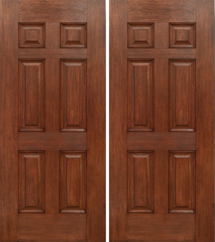 WDMA 60x80 Door (5ft by 6ft8in) Exterior Mahogany Six Panel Double Entry Door 1