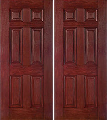 WDMA 60x80 Door (5ft by 6ft8in) Exterior Cherry Six Panel Double Entry Door 1/2 Lite 1