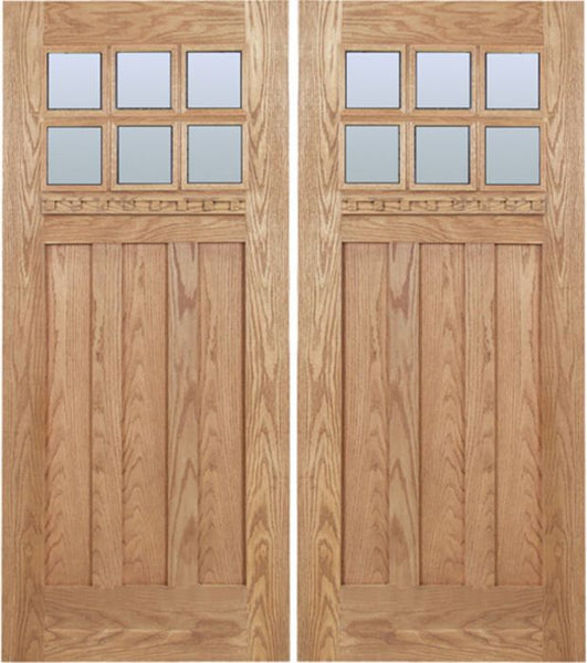 WDMA 60x80 Door (5ft by 6ft8in) Exterior Oak Randall Double Door w/ DB Glass 1