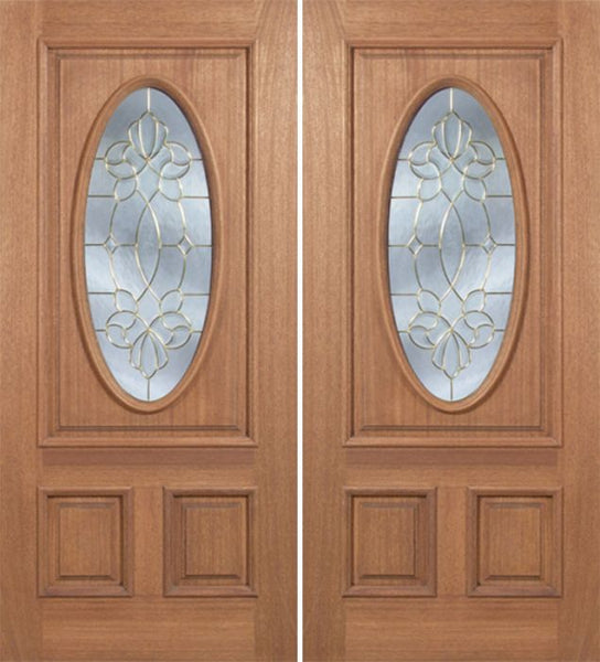 WDMA 60x80 Door (5ft by 6ft8in) Exterior Mahogany Maryvale Double Door w/ CO Glass 1