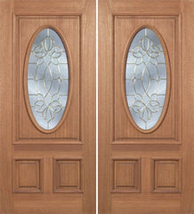 WDMA 60x80 Door (5ft by 6ft8in) Exterior Mahogany Maryvale Double Door w/ CO Glass 1
