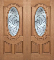 WDMA 60x80 Door (5ft by 6ft8in) Exterior Mahogany Carmel Double Door w/ BO Glass - 6ft8in Tall 1