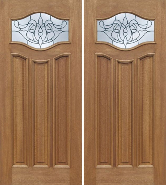 WDMA 60x80 Door (5ft by 6ft8in) Exterior Mahogany Wisteria Double Door w/ U Glass 1