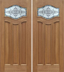 WDMA 60x80 Door (5ft by 6ft8in) Exterior Mahogany Wisteria Double Door w/ Tiffany Glass 1