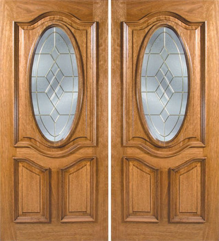 WDMA 60x80 Door (5ft by 6ft8in) Exterior Mahogany La Jolla Double Door w/ A Glass - 6ft8in Tall 1