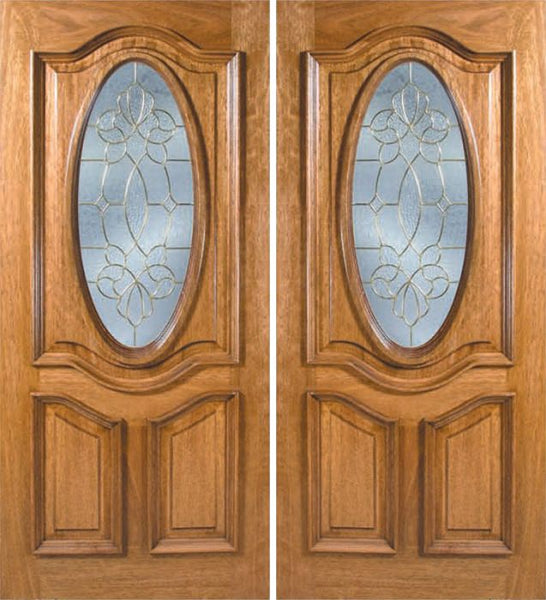 WDMA 60x80 Door (5ft by 6ft8in) Exterior Mahogany La Jolla Double Door w/ OC Glass 1