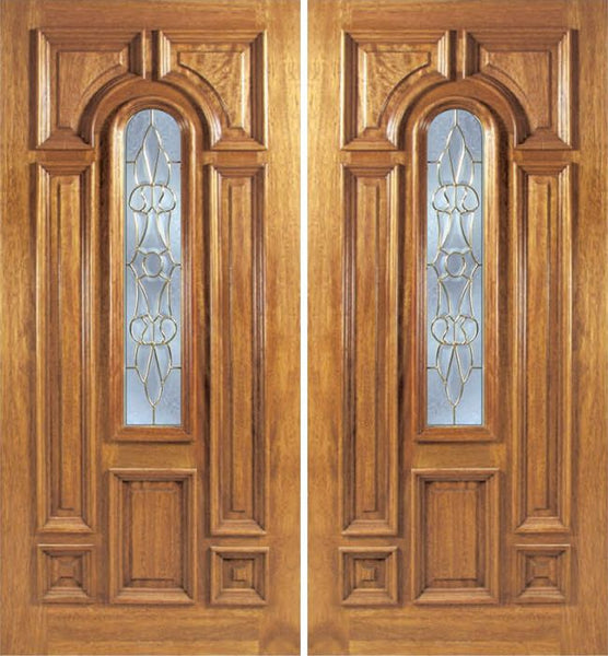 WDMA 60x80 Door (5ft by 6ft8in) Exterior Mahogany Ironbark Double Door w/ L Glass 1