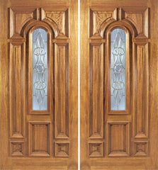 WDMA 60x80 Door (5ft by 6ft8in) Exterior Mahogany Ironbark Double Door w/ L Glass 1