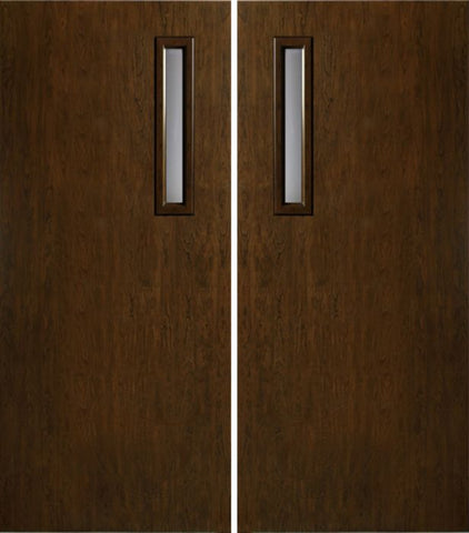 WDMA 60x80 Door (5ft by 6ft8in) Exterior Cherry Contemporary One Slim Vertical Lite Double Entry Door 1