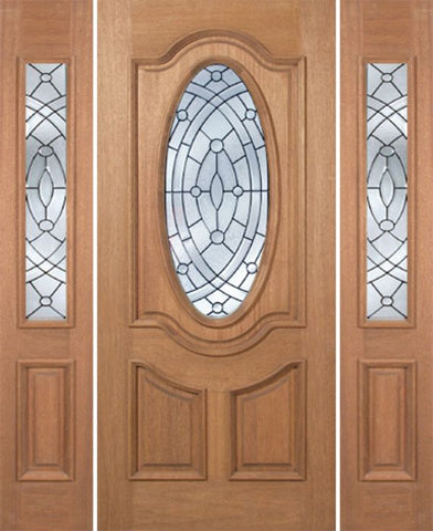 WDMA 60x80 Door (5ft by 6ft8in) Exterior Mahogany Carmel Single Door/2side w/ EE Glass 1