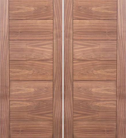 WDMA 60x80 Door (5ft by 6ft8in) Exterior Walnut Flush Panel Contemporary Double Entry Door 1