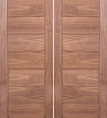WDMA 60x80 Door (5ft by 6ft8in) Exterior Walnut Flush Panel Contemporary Double Entry Door 1