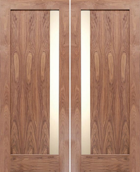 WDMA 60x80 Door (5ft by 6ft8in) Exterior Walnut Vertical Slimlite Double Entry Door 1