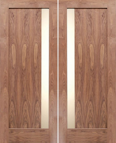 WDMA 60x80 Door (5ft by 6ft8in) Exterior Walnut Vertical Slimlite Double Entry Door 1