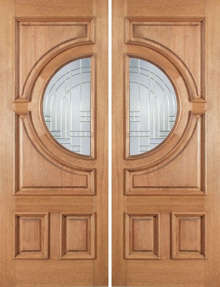 WDMA 60x80 Door (5ft by 6ft8in) Exterior Mahogany Crescent Double Door w/ Y Glass 1