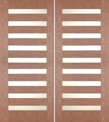 WDMA 60x80 Door (5ft by 6ft8in) Exterior Walnut Slimlite Contemporary Double Entry Door 1