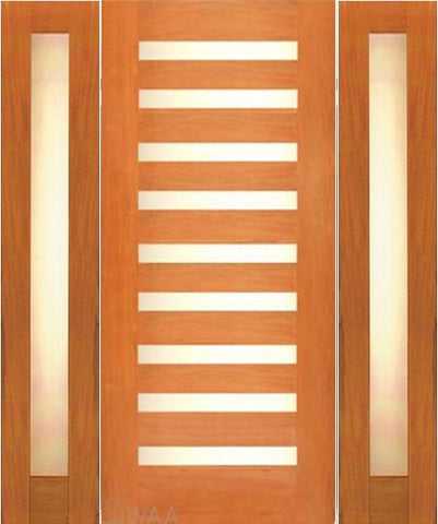 WDMA 60x80 Door (5ft by 6ft8in) Exterior Mahogany Contemporary Single Door with two Sidelights Laminated Glass 1