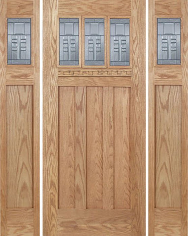 WDMA 60x80 Door (5ft by 6ft8in) Exterior Oak Barnsdale Single Door/2side w/ C Glass 1