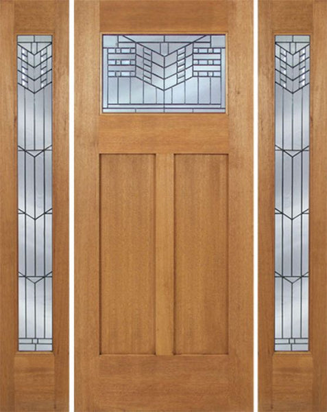 WDMA 60x80 Door (5ft by 6ft8in) Exterior Mahogany Pearce Single Door/2 Full-lite side w/ E Glass 1
