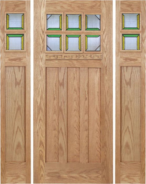 WDMA 60x80 Door (5ft by 6ft8in) Exterior Oak Randall Single Door/2side w/ MO Glass 1