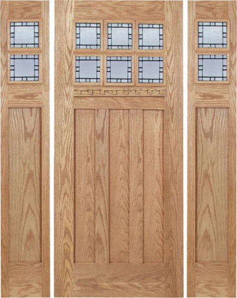 WDMA 60x80 Door (5ft by 6ft8in) Exterior Oak Randall Single Door/2side w/ N Glass 1