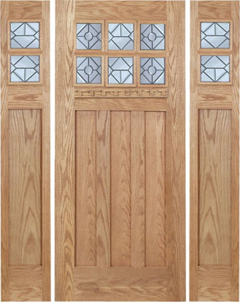 WDMA 60x80 Door (5ft by 6ft8in) Exterior Oak Randall Single Door/2side w/ H Glass 1