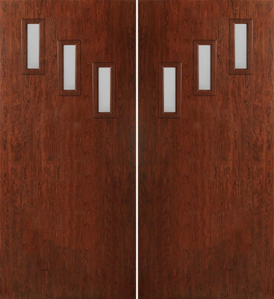 WDMA 60x80 Door (5ft by 6ft8in) Exterior Cherry Contemporary Modern 3 Lite Double Entry Door FC513 1