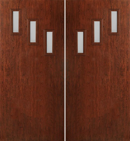 WDMA 60x80 Door (5ft by 6ft8in) Exterior Cherry Contemporary Modern 3 Lite Double Entry Door FC513 1