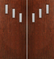 WDMA 60x80 Door (5ft by 6ft8in) Exterior Cherry Contemporary Modern 3 Lite Double Entry Door FC513 1