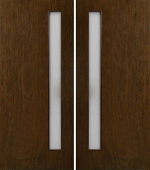 WDMA 60x80 Door (5ft by 6ft8in) Exterior Cherry Contemporary One Vertical Lite Double Entry Door 1