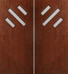 WDMA 60x80 Door (5ft by 6ft8in) Exterior Cherry Contemporary Modern 3 Lite Double Entry Door FC534 1