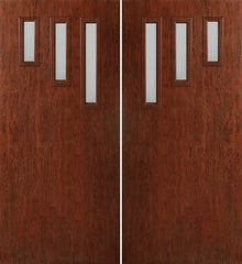 WDMA 60x80 Door (5ft by 6ft8in) Exterior Cherry Contemporary Modern 3 Lite Double Entry Door FC532 1