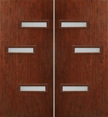 WDMA 60x80 Door (5ft by 6ft8in) Exterior Cherry Contemporary Modern 3 Lite Double Entry Door FC552 1