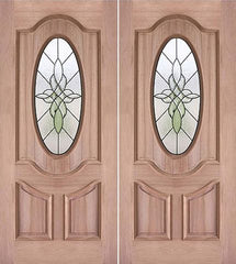 WDMA 60x80 Door (5ft by 6ft8in) Exterior Mahogany Decorative Oval Lite Double Entry Door 1