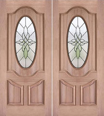 WDMA 60x80 Door (5ft by 6ft8in) Exterior Mahogany Decorative Oval Lite Double Entry Door 1