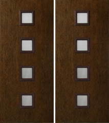 WDMA 60x80 Door (5ft by 6ft8in) Exterior Cherry Contemporary Four Square Lite Double Entry Door 1